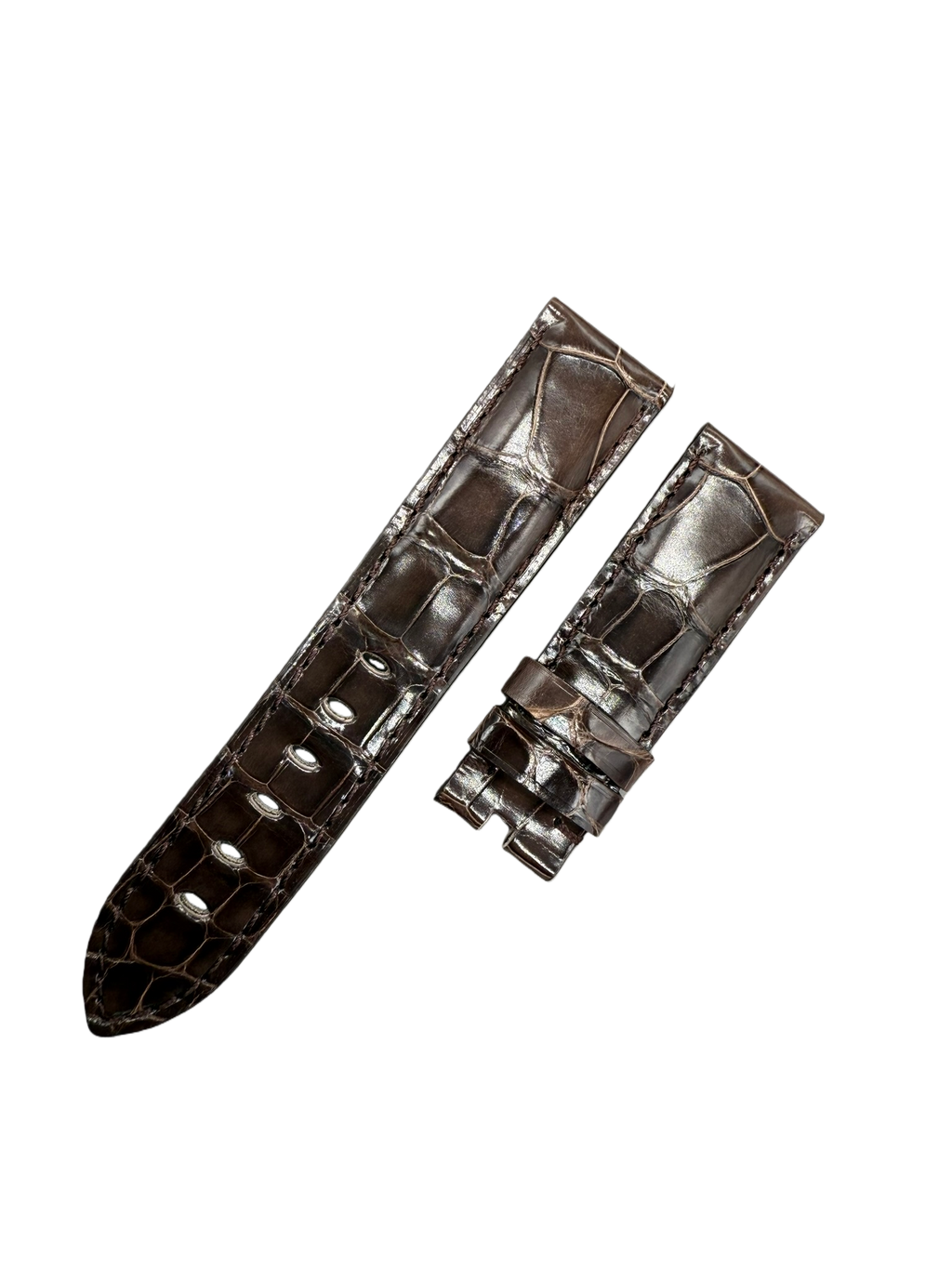 Handcrafted Custom Alligator Leather Watch Strap for Panerai Luminor Radiomir Series - Bright Deep Brown, Bamboo Pattern