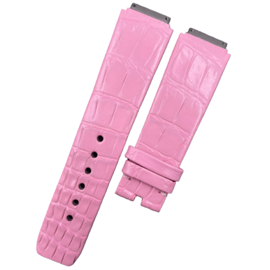 Compatible with Richard Mille Pink Polished ALLIGATOR Strap