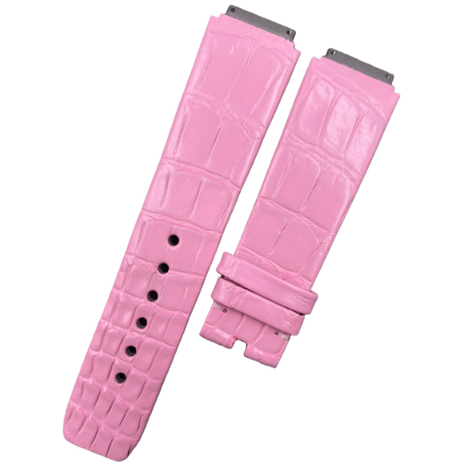 Compatible with Richard Mille Pink Polished ALLIGATOR Strap