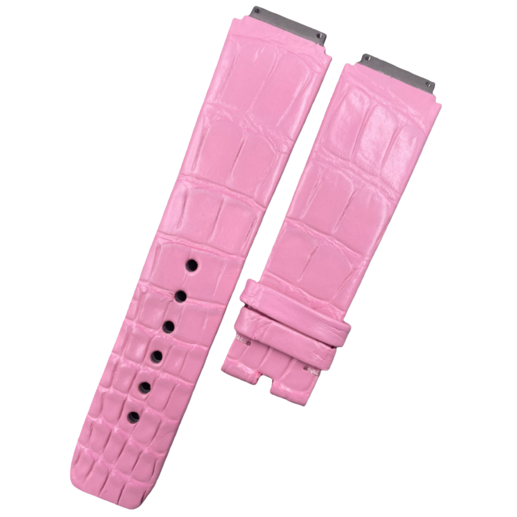 Compatible with Richard Mille Pink Polished ALLIGATOR Strap