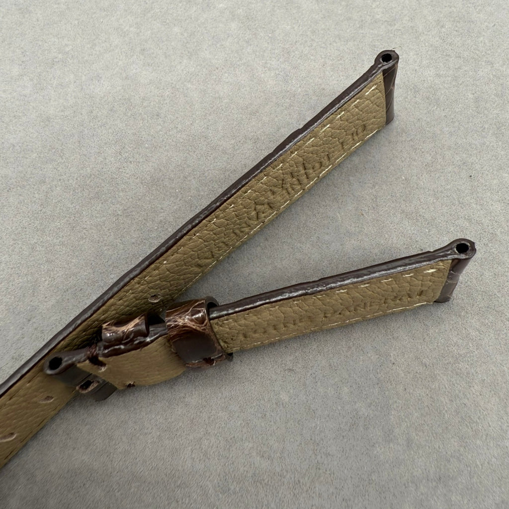 Handcrafted Custom Alligator Leather Watch Strap for Panerai Luminor Radiomir Series - Bright Deep Brown, Bamboo Pattern