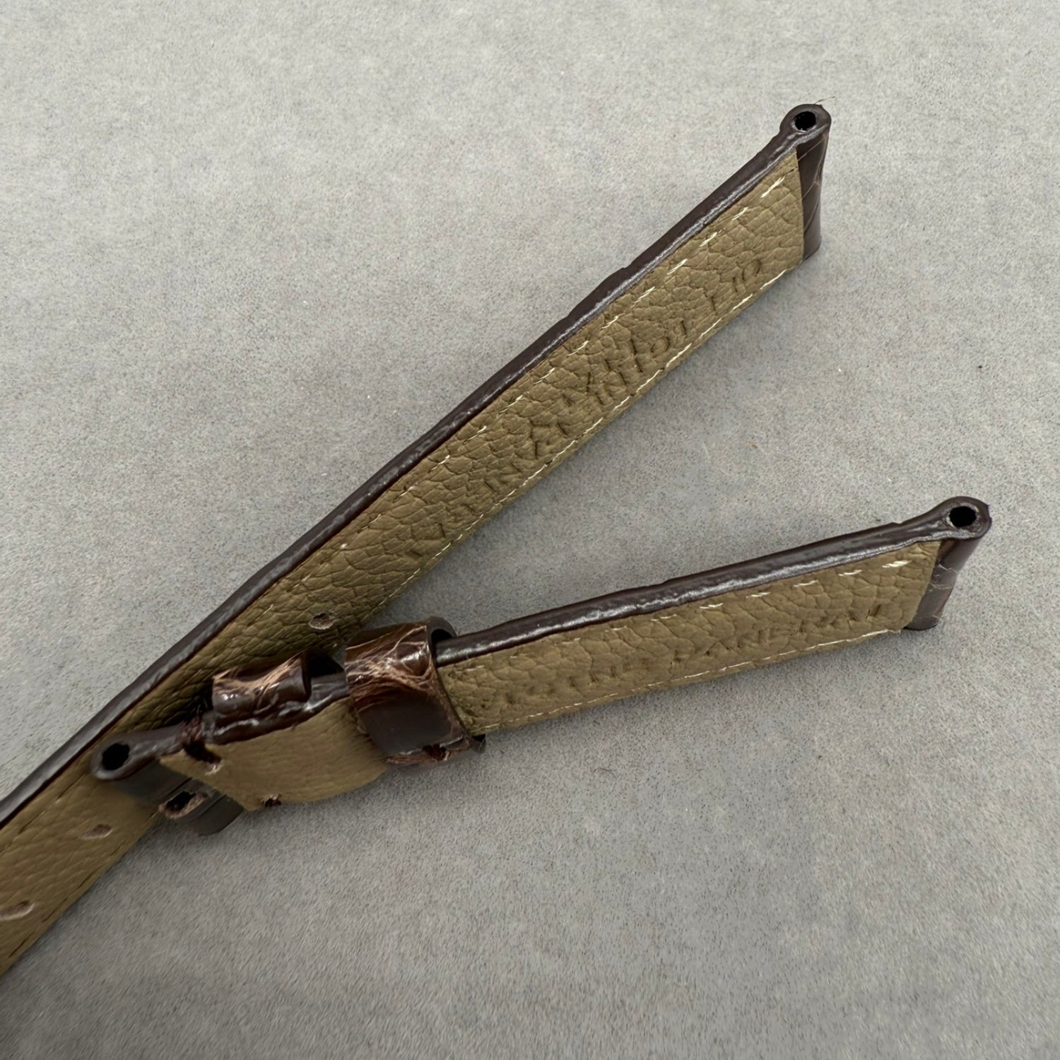 Handcrafted Custom Alligator Leather Watch Strap for Panerai Luminor Radiomir Series - Bright Deep Brown, Bamboo Pattern