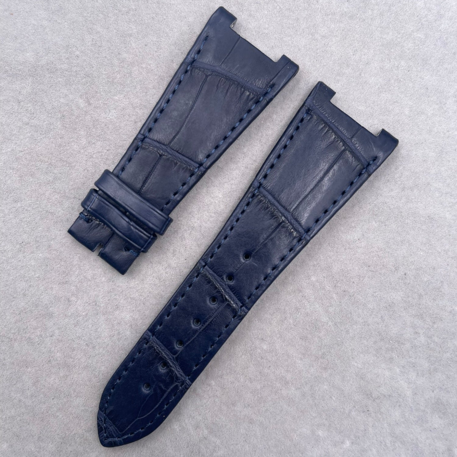 Handcrafted Custom Black & Blue ALLIGATOR Leather Strap for Girard-Perregaux Laureato Series 81010/81020