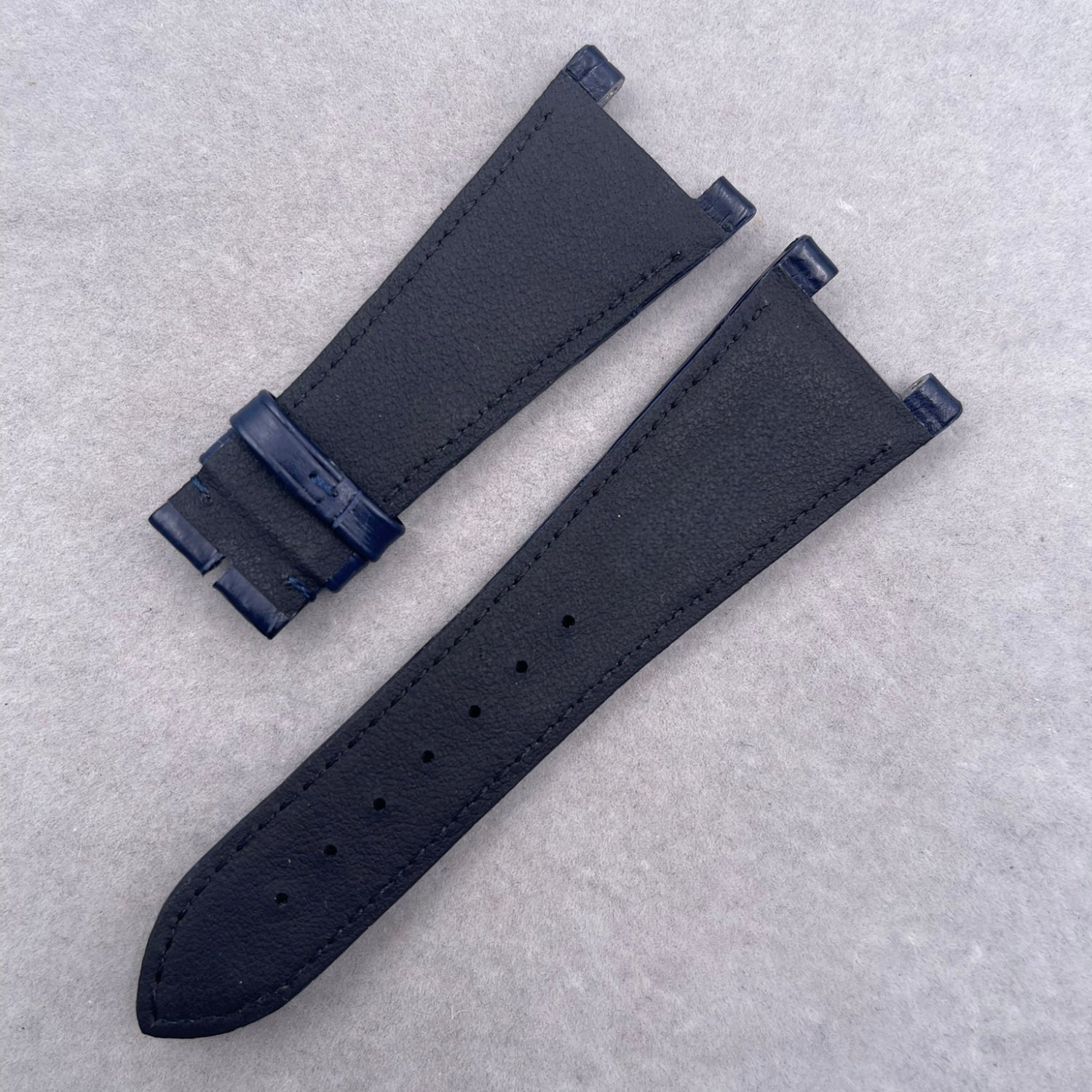 Handcrafted Custom Black & Blue ALLIGATOR Leather Strap for Girard-Perregaux Laureato Series 81010/81020