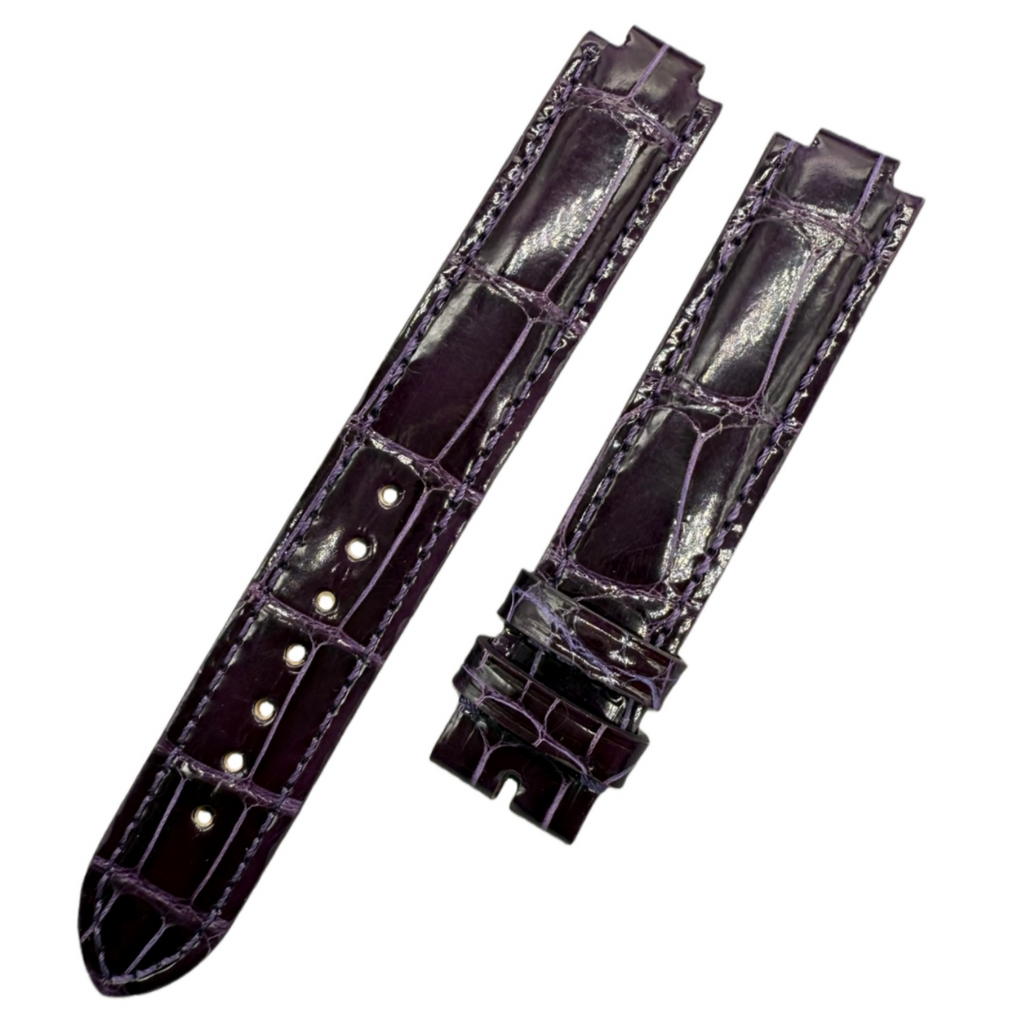 Genuine Crocodile Leather Watch Strap in Deep Purple, Handcrafted for LV Smart Watches