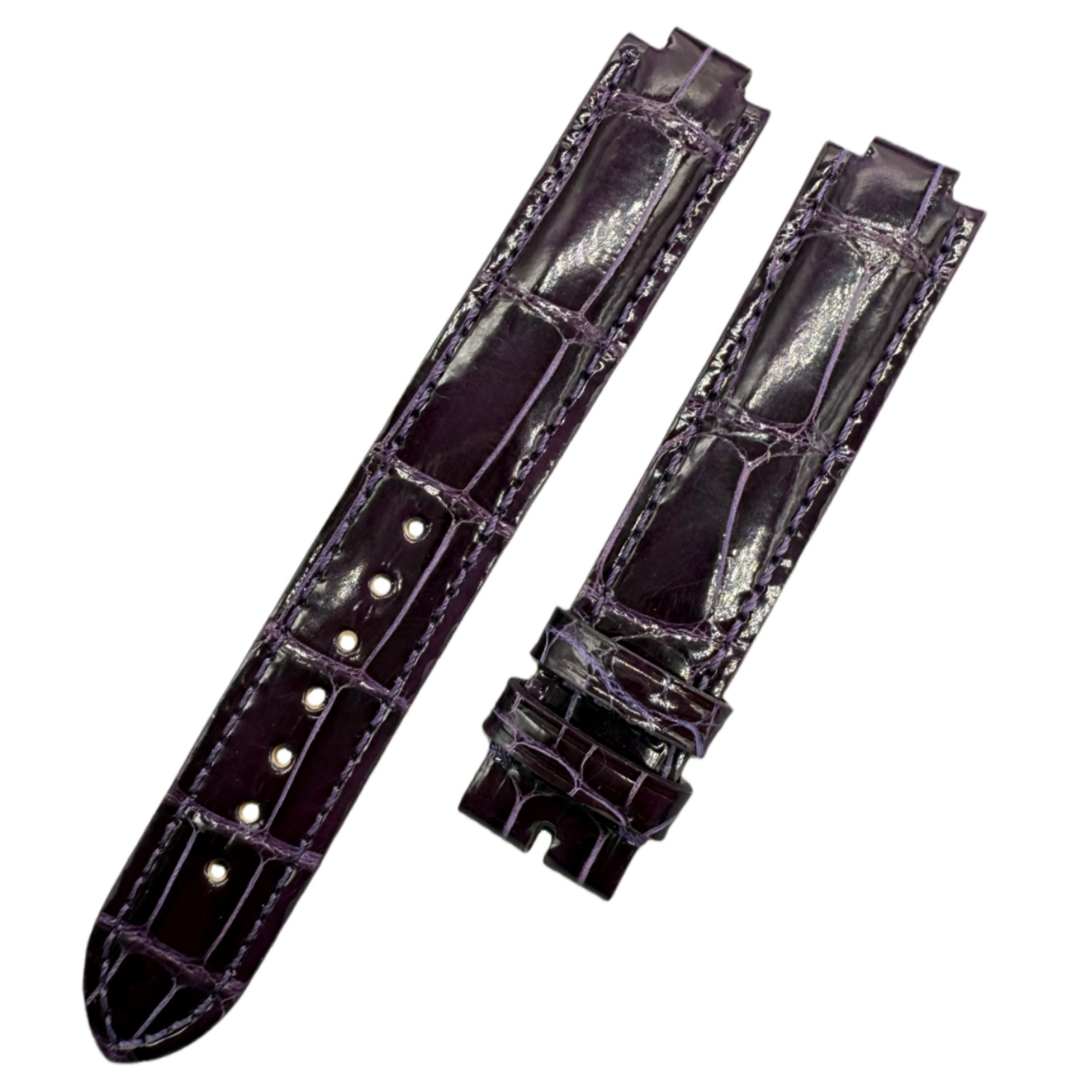 Genuine Crocodile Leather Watch Strap in Deep Purple, Handcrafted for LV Smart Watches