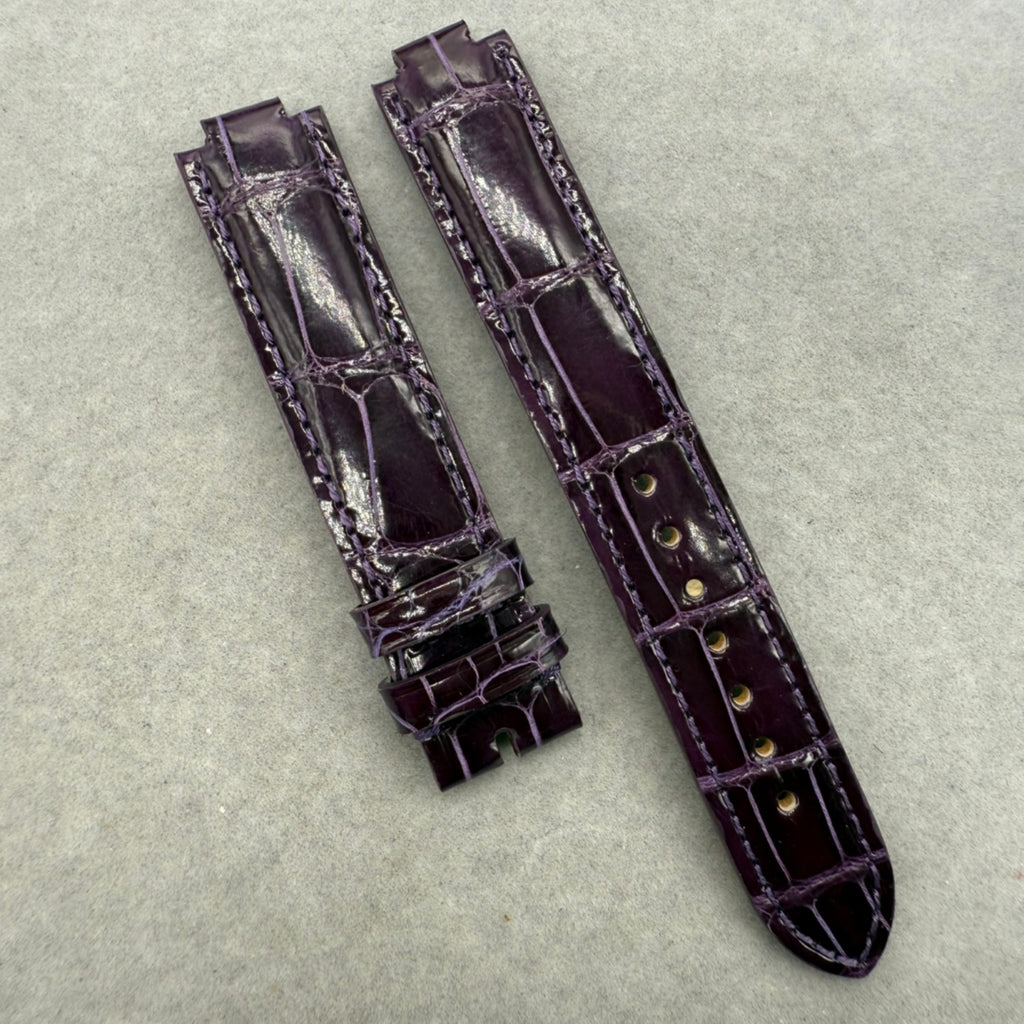 Genuine Crocodile Leather Watch Strap in Deep Purple, Handcrafted for LV Smart Watches