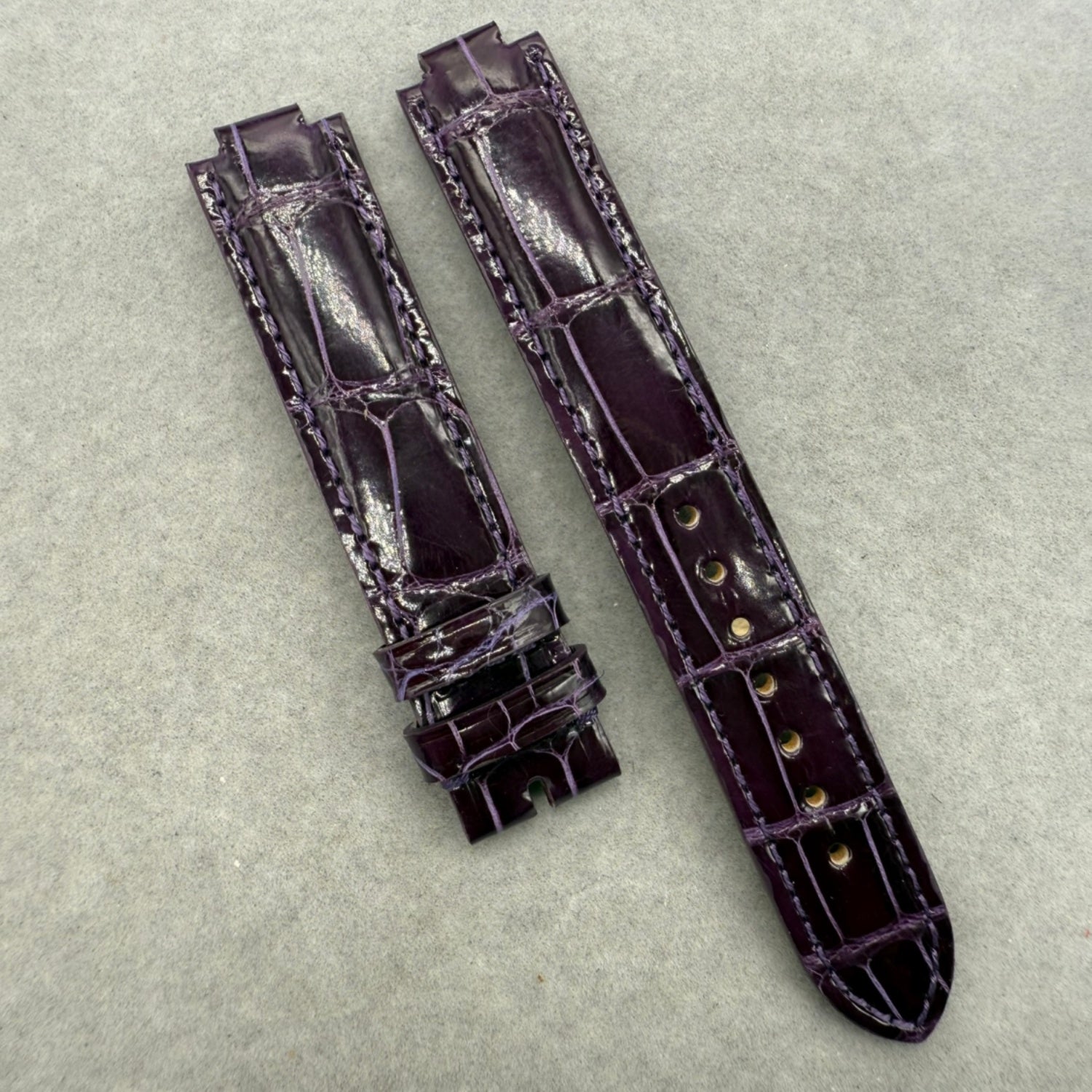 Genuine Crocodile Leather Watch Strap in Deep Purple, Handcrafted for LV Smart Watches