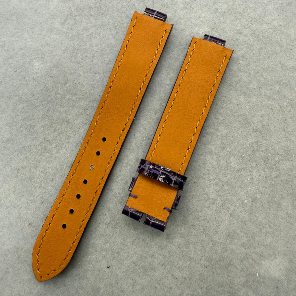 Genuine Crocodile Leather Watch Strap in Deep Purple, Handcrafted for LV Smart Watches