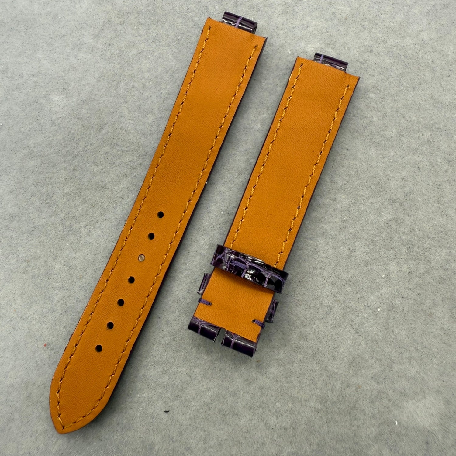 Genuine Crocodile Leather Watch Strap in Deep Purple, Handcrafted for LV Smart Watches