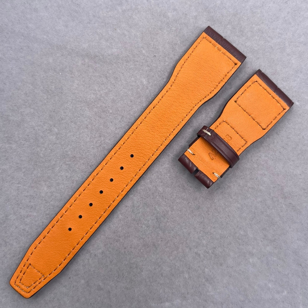 Handcrafted Custom ALLIGATOR Strap for IWC Big Top Gun "Little Prince" Mark Series - IW501004 Brown Riveted