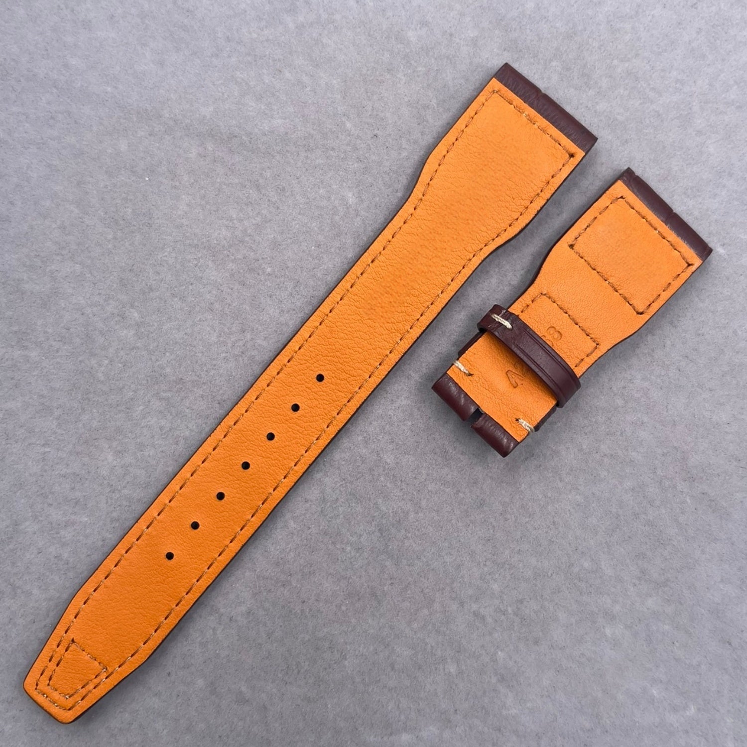 Handcrafted Custom ALLIGATOR Strap for IWC Big Top Gun "Little Prince" Mark Series - IW501004 Brown Riveted