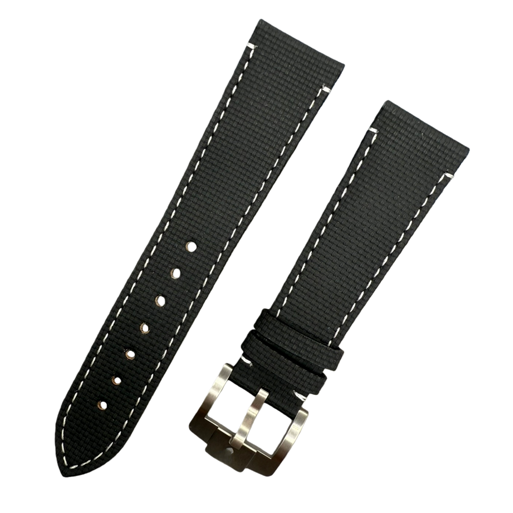 Handcrafted Nylon Texture Fluororubber Watch Strap with White Lines for Tudor Black Bay M79470