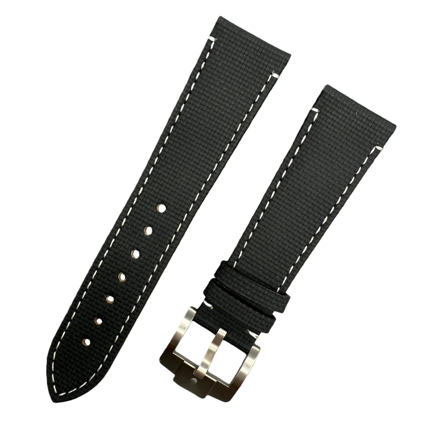 Handcrafted Nylon Texture Fluororubber Watch Strap with White Lines for Tudor Black Bay M79470