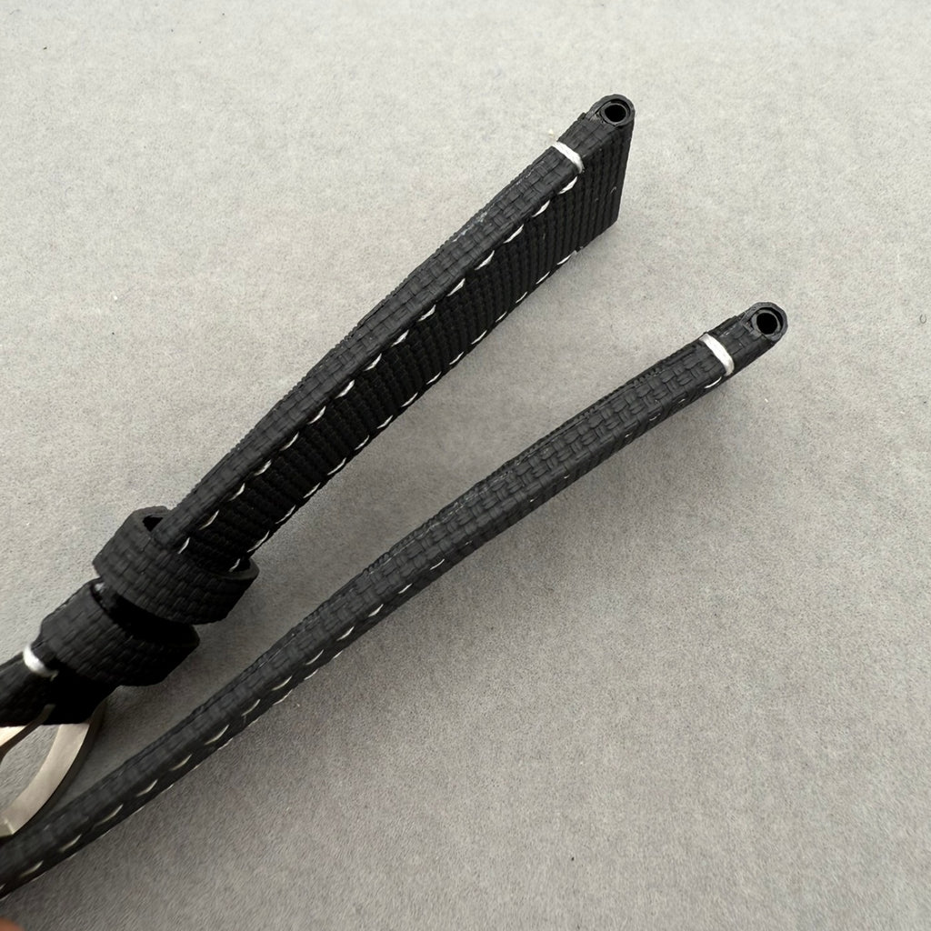Handcrafted Nylon Texture Fluororubber Watch Strap with White Lines for Tudor Black Bay M79470