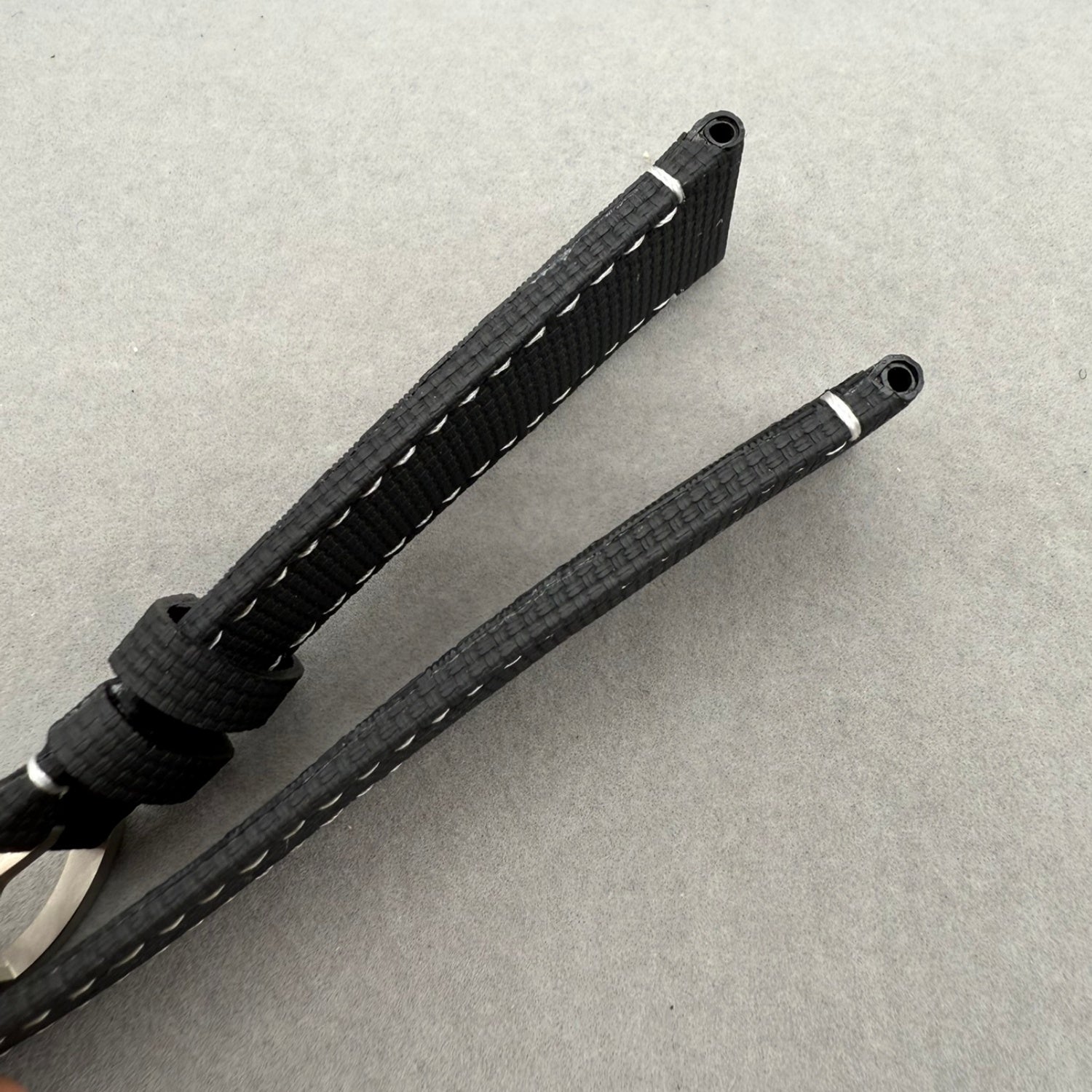 Handcrafted Nylon Texture Fluororubber Watch Strap with White Lines for Tudor Black Bay M79470