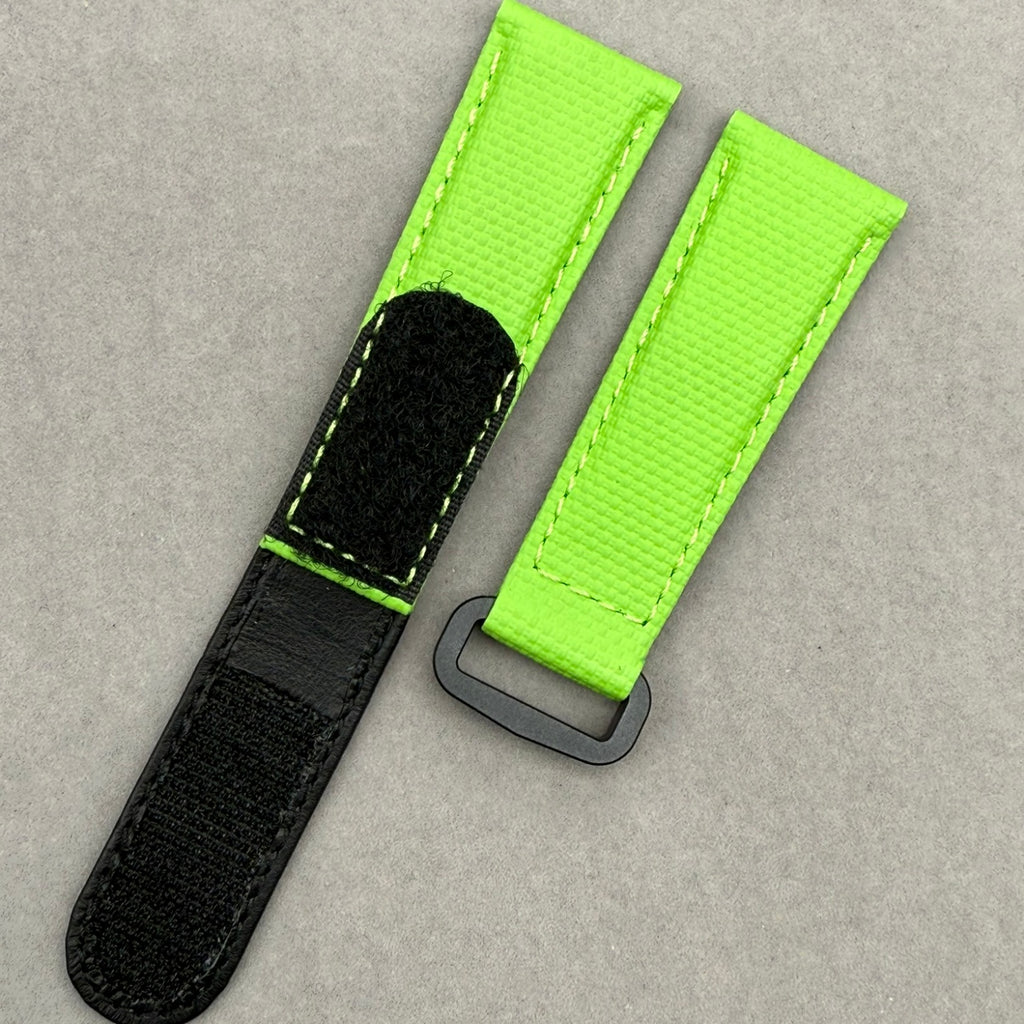 Handcrafted Custom Grass Green Nylon Texture Fluororubber Hook-and-Loop Strap for Rolex & Omega
