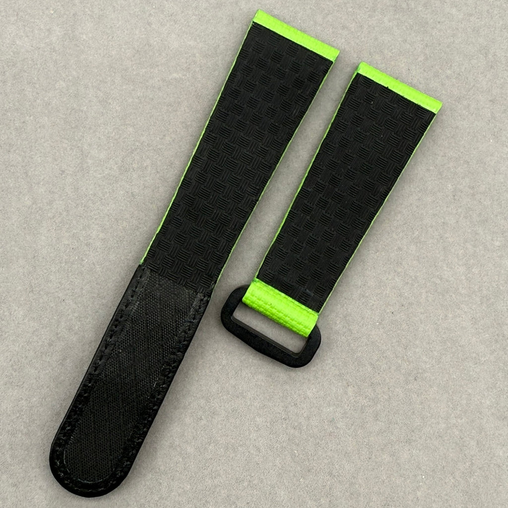 Handcrafted Custom Grass Green Nylon Texture Fluororubber Hook-and-Loop Strap for Rolex & Omega