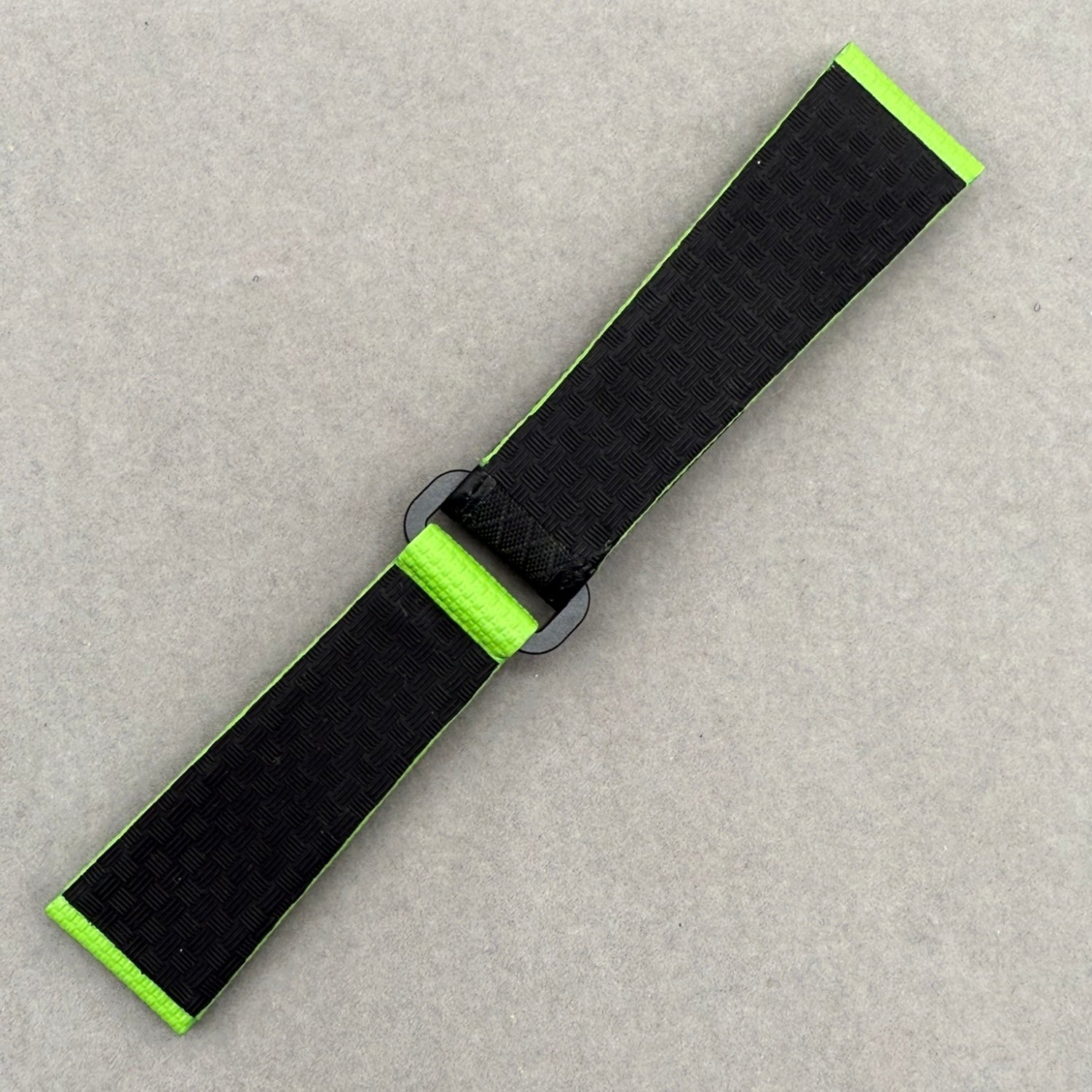 Handcrafted Custom Grass Green Nylon Texture Fluororubber Hook-and-Loop Strap for Rolex & Omega
