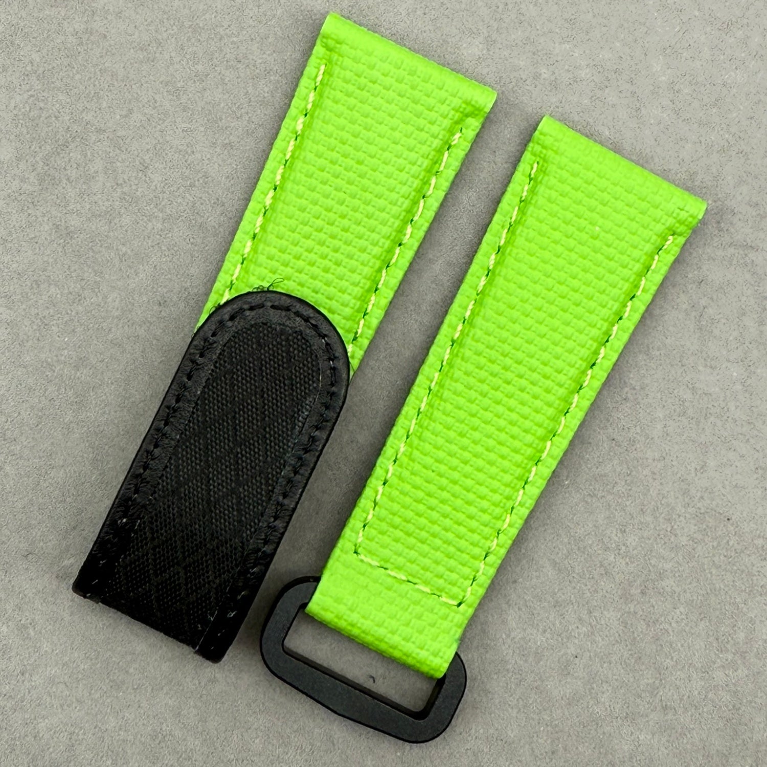Handcrafted Custom Grass Green Nylon Texture Fluororubber Hook-and-Loop Strap for Rolex & Omega
