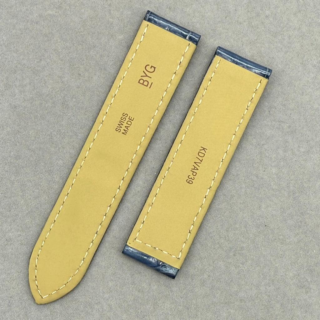 Handcrafted Custom Alligator Leather Watch Strap for Cartier Tank Series - Bright Blue, Single-Fold Clasp