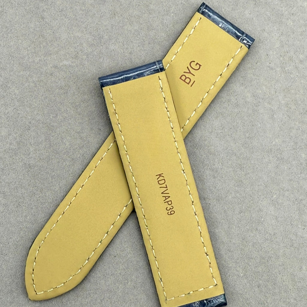 Handcrafted Custom Alligator Leather Watch Strap for Cartier Tank Series - Bright Blue, Single-Fold Clasp