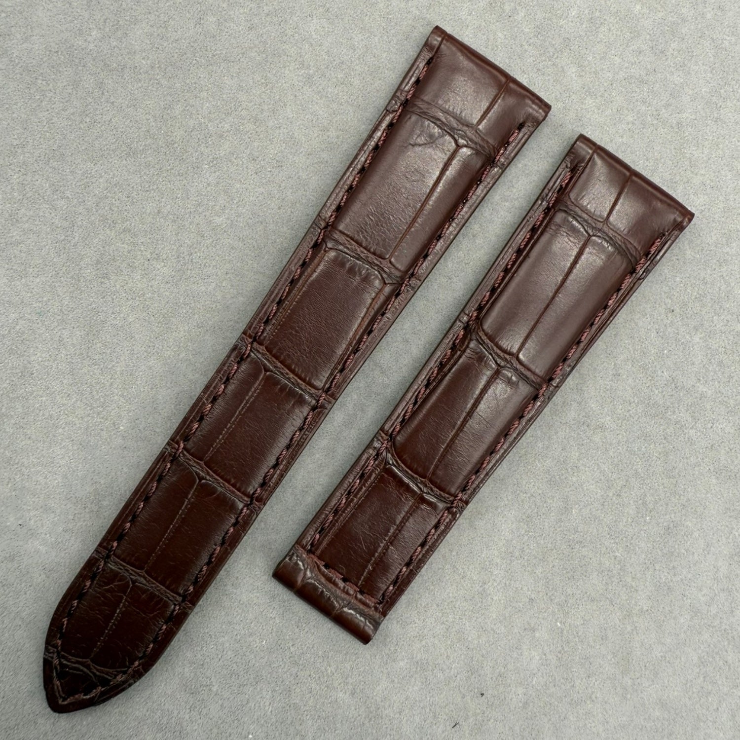 Handcrafted Custom Alligator Leather  Watch  Strap for TAG Heuer Carrera Series - Deep Brown Foldable Clasp