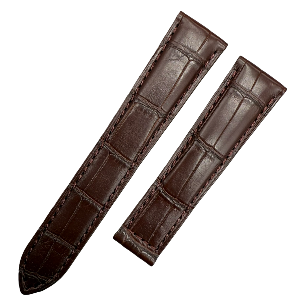 Handcrafted Custom Alligator Leather  Watch  Strap for TAG Heuer Carrera Series - Deep Brown Foldable Clasp