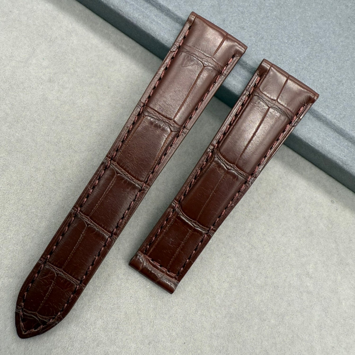 Handcrafted Custom Alligator Leather  Watch  Strap for TAG Heuer Carrera Series - Deep Brown Foldable Clasp