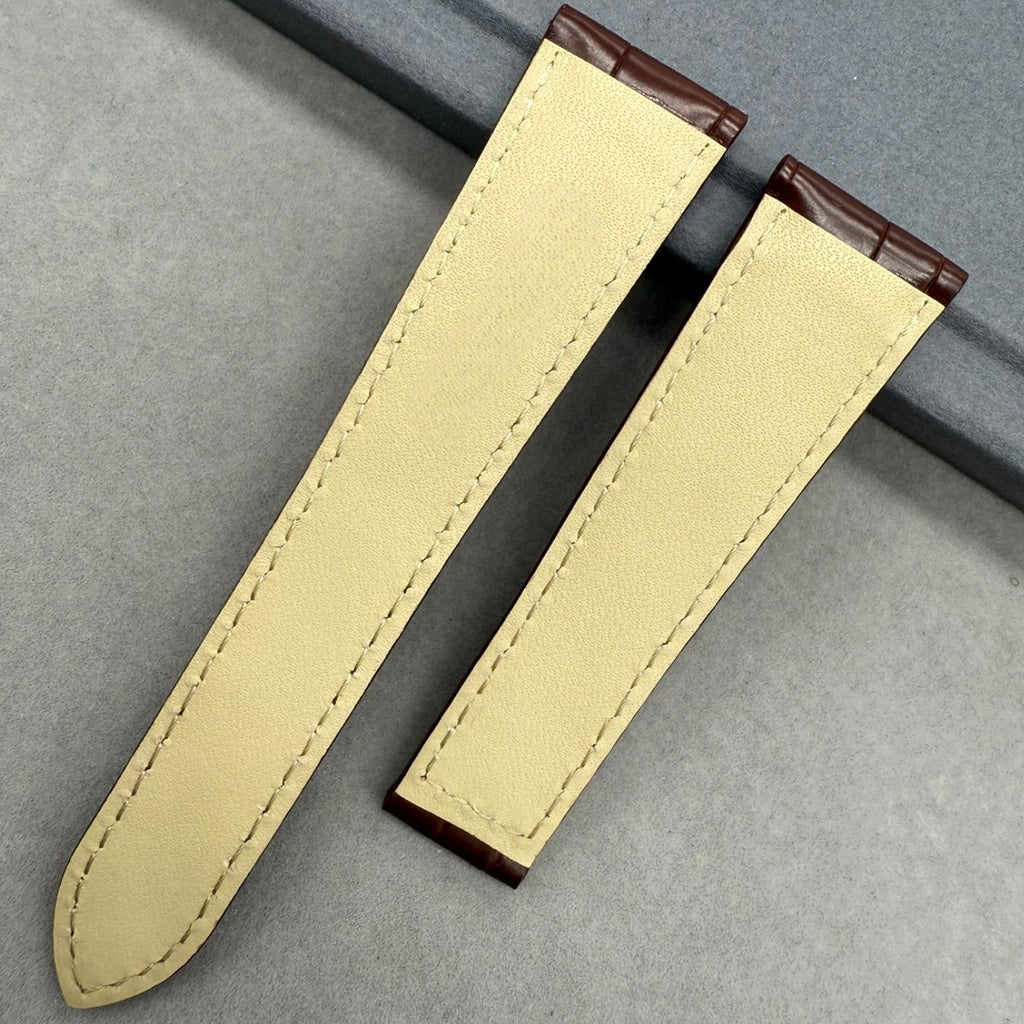 Handcrafted Custom Alligator Leather  Watch  Strap for TAG Heuer Carrera Series - Deep Brown Foldable Clasp