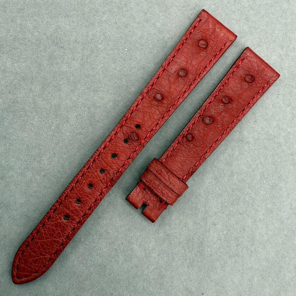 Handcrafted Custom Red Ostrich Leather Watch Strap for Blancpain Villeret Moonphase 6126/6106