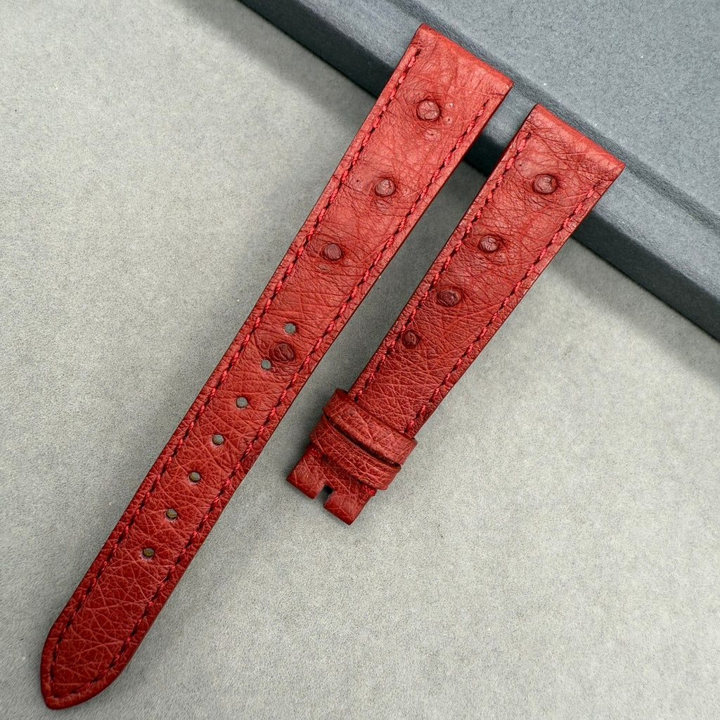 Handcrafted Custom Red Ostrich Leather Watch Strap for Blancpain Villeret Moonphase 6126/6106