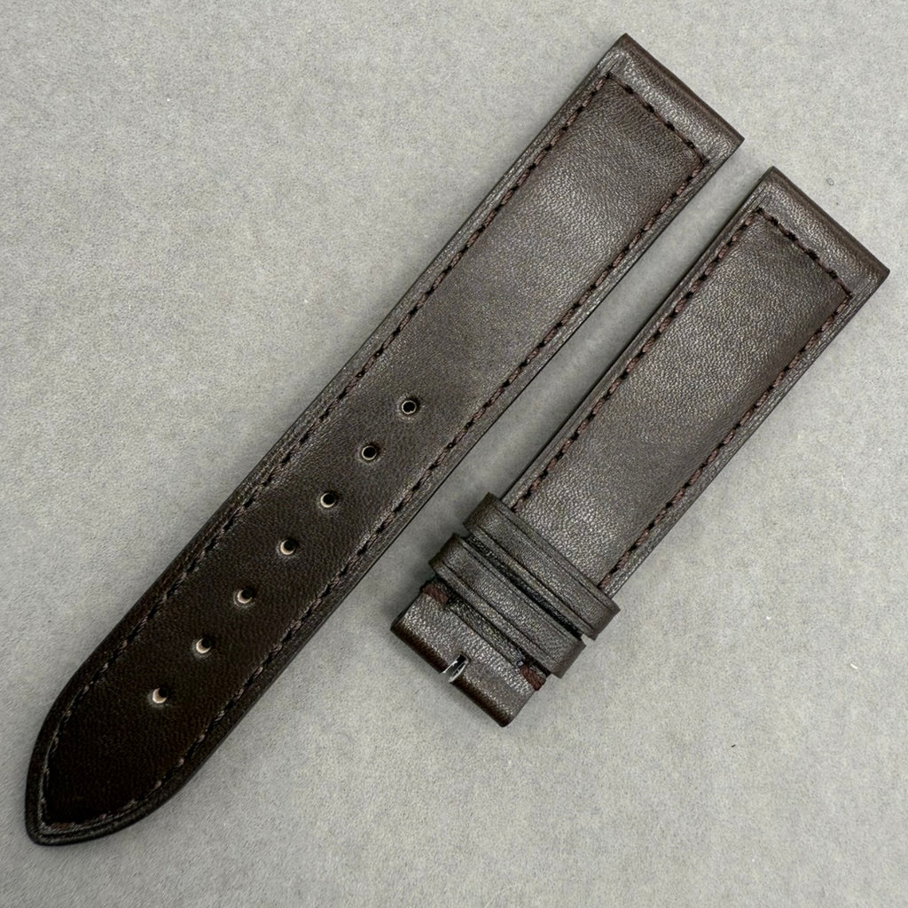 Handcrafted Dark Brown Plain Cowhide Leather Watch Strap for Bell & Ross Vintage Exile BR123