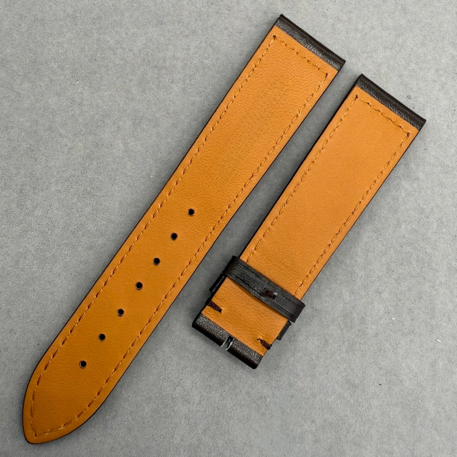 Handcrafted Dark Brown Plain Cowhide Leather Watch Strap for Bell & Ross Vintage Exile BR123