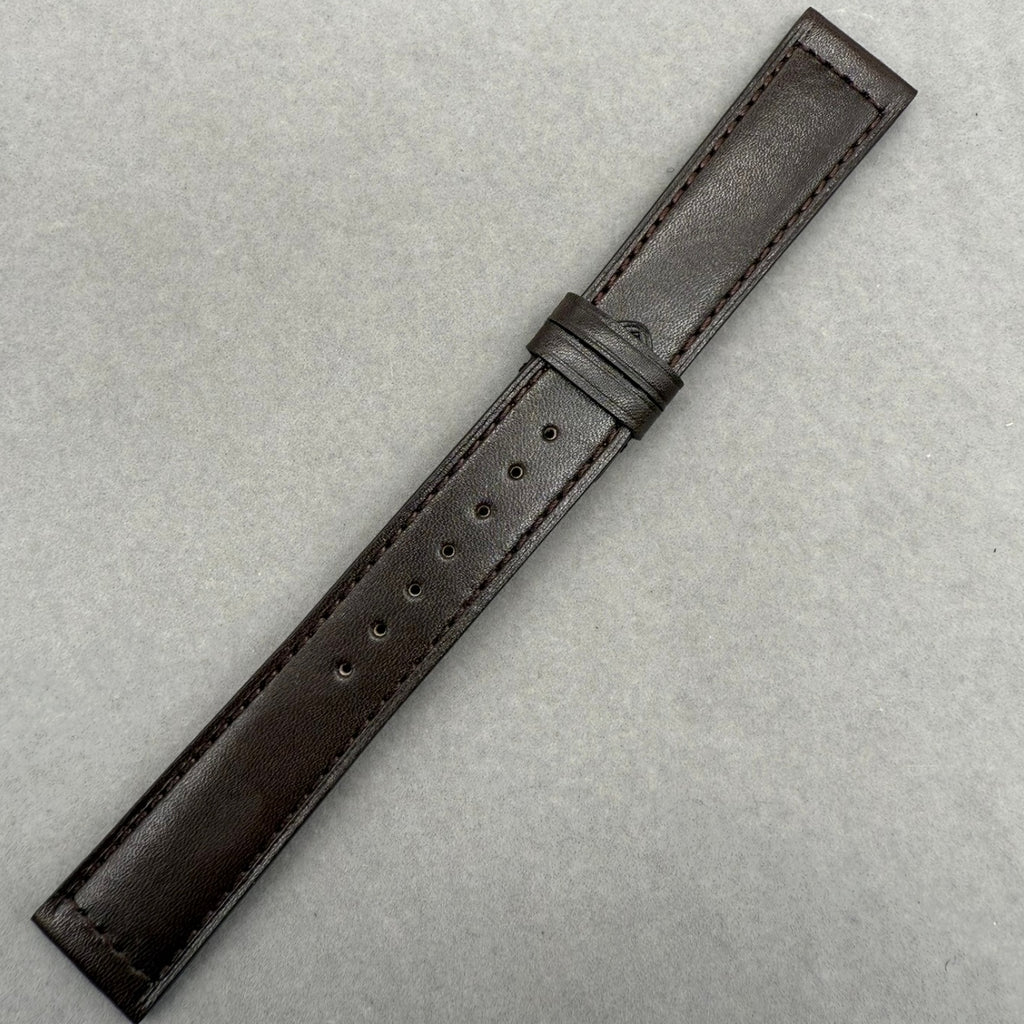 Handcrafted Dark Brown Plain Cowhide Leather Watch Strap for Bell & Ross Vintage Exile BR123
