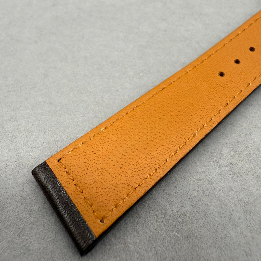 Handcrafted Dark Brown Plain Cowhide Leather Watch Strap for Bell & Ross Vintage Exile BR123