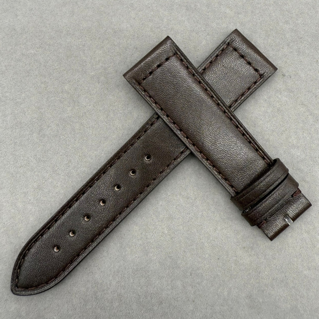 Handcrafted Dark Brown Plain Cowhide Leather Watch Strap for Bell & Ross Vintage Exile BR123