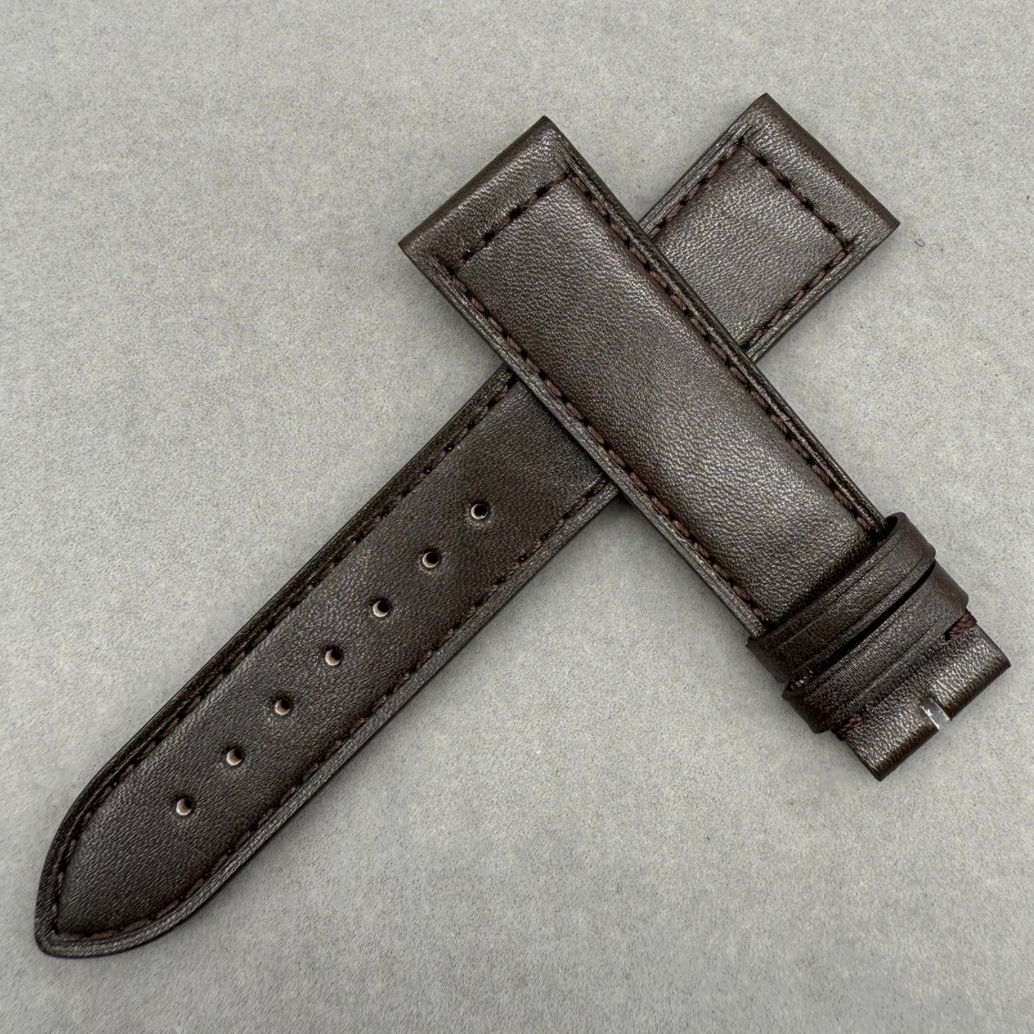 Handcrafted Dark Brown Plain Cowhide Leather Watch Strap for Bell & Ross Vintage Exile BR123