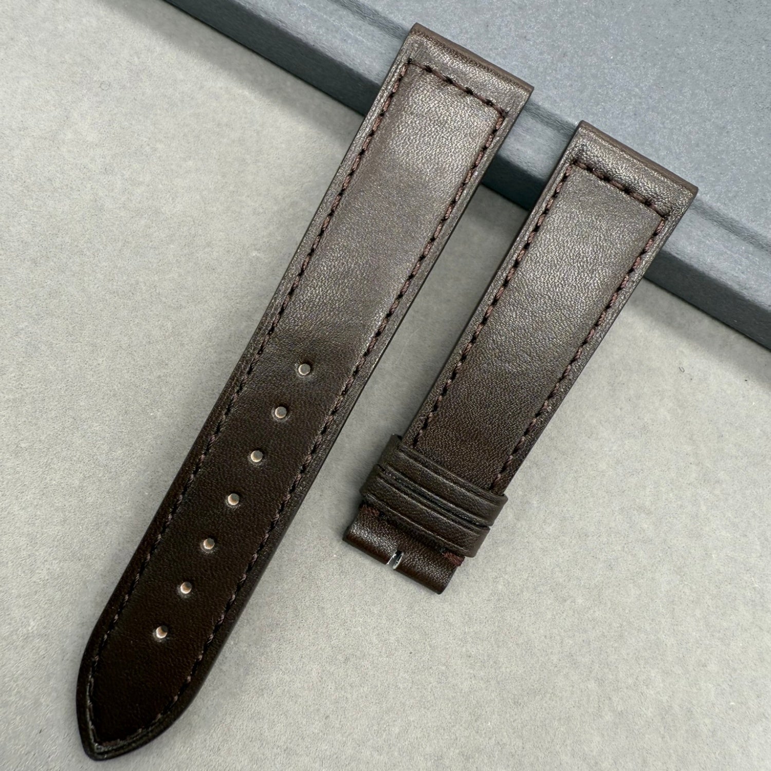 Handcrafted Dark Brown Plain Cowhide Leather Watch Strap for Bell & Ross Vintage Exile BR123