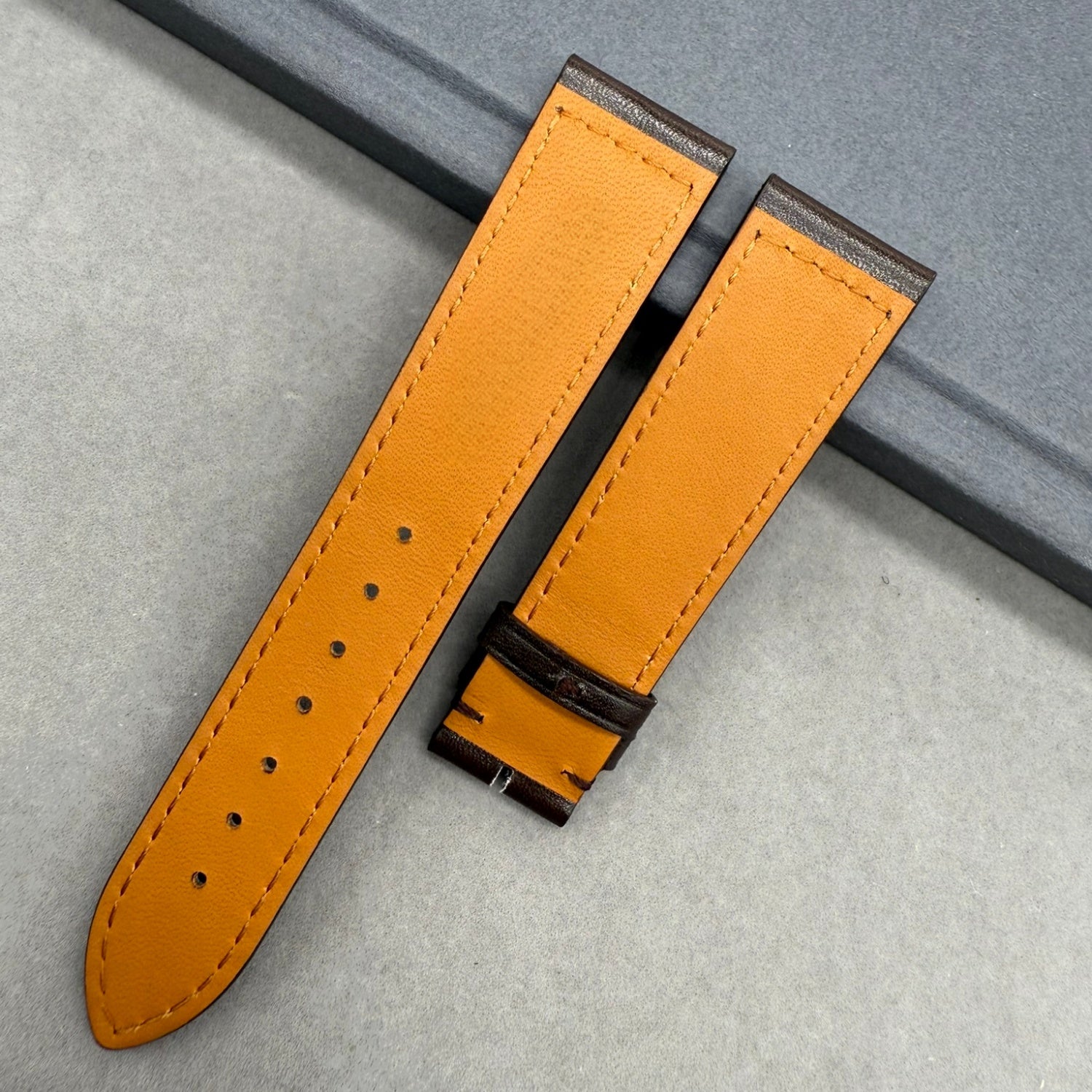 Handcrafted Dark Brown Plain Cowhide Leather Watch Strap for Bell & Ross Vintage Exile BR123
