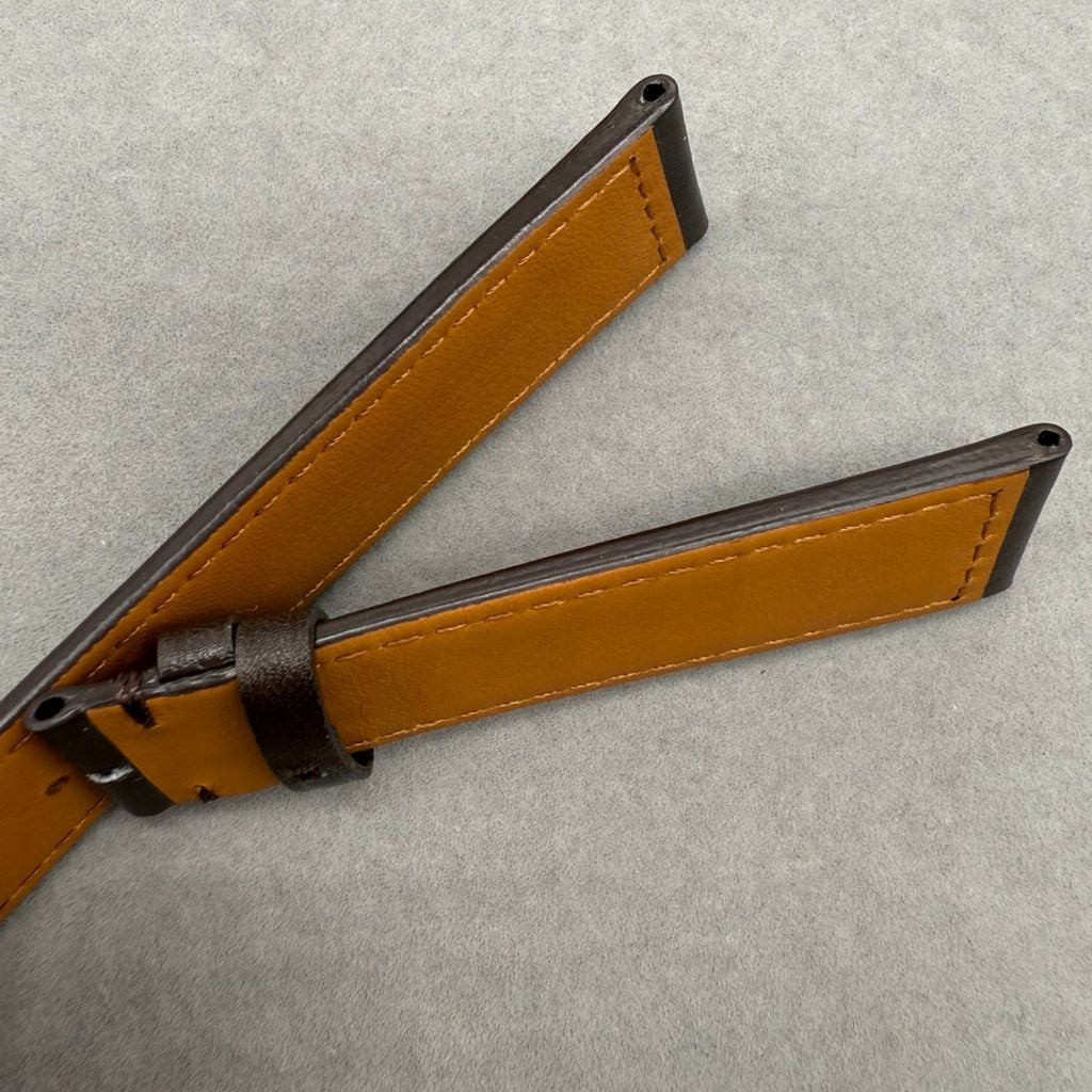 Handcrafted Dark Brown Plain Cowhide Leather Watch Strap for Bell & Ross Vintage Exile BR123