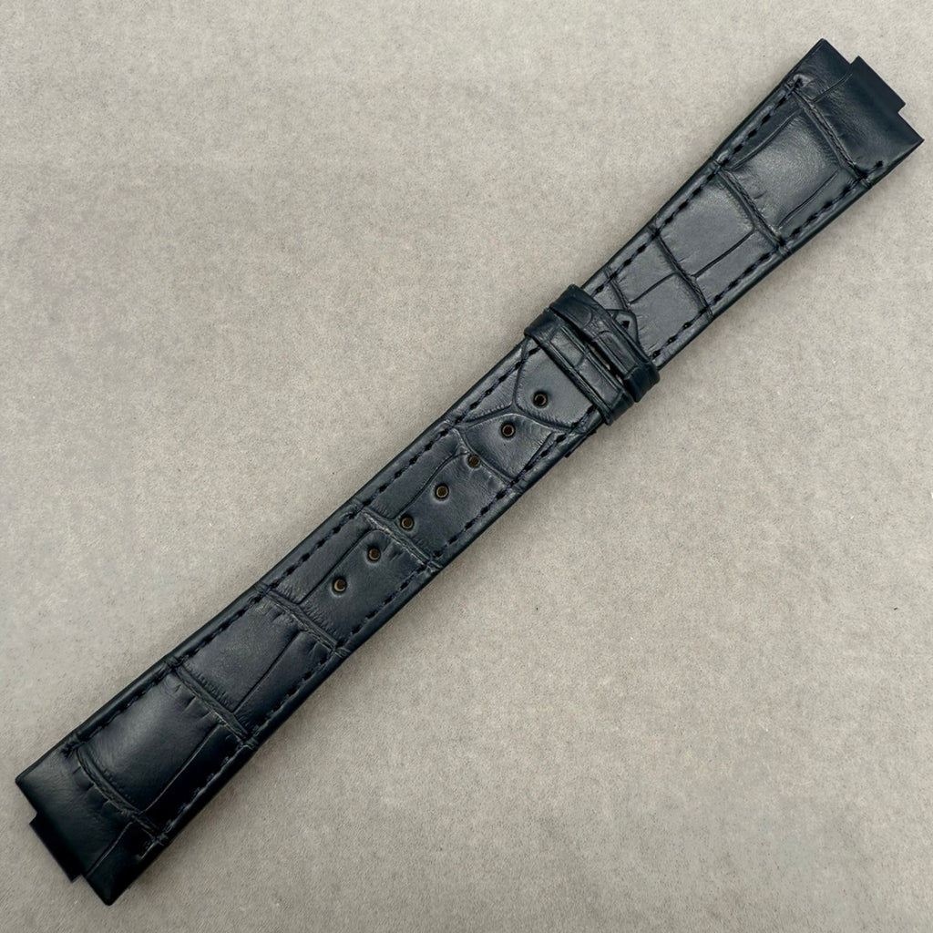 Handcrafted Alligator Leather Watch Strap with Bamboo Pattern - For Ulysse Nardin Marine 1183-126 (Blue)