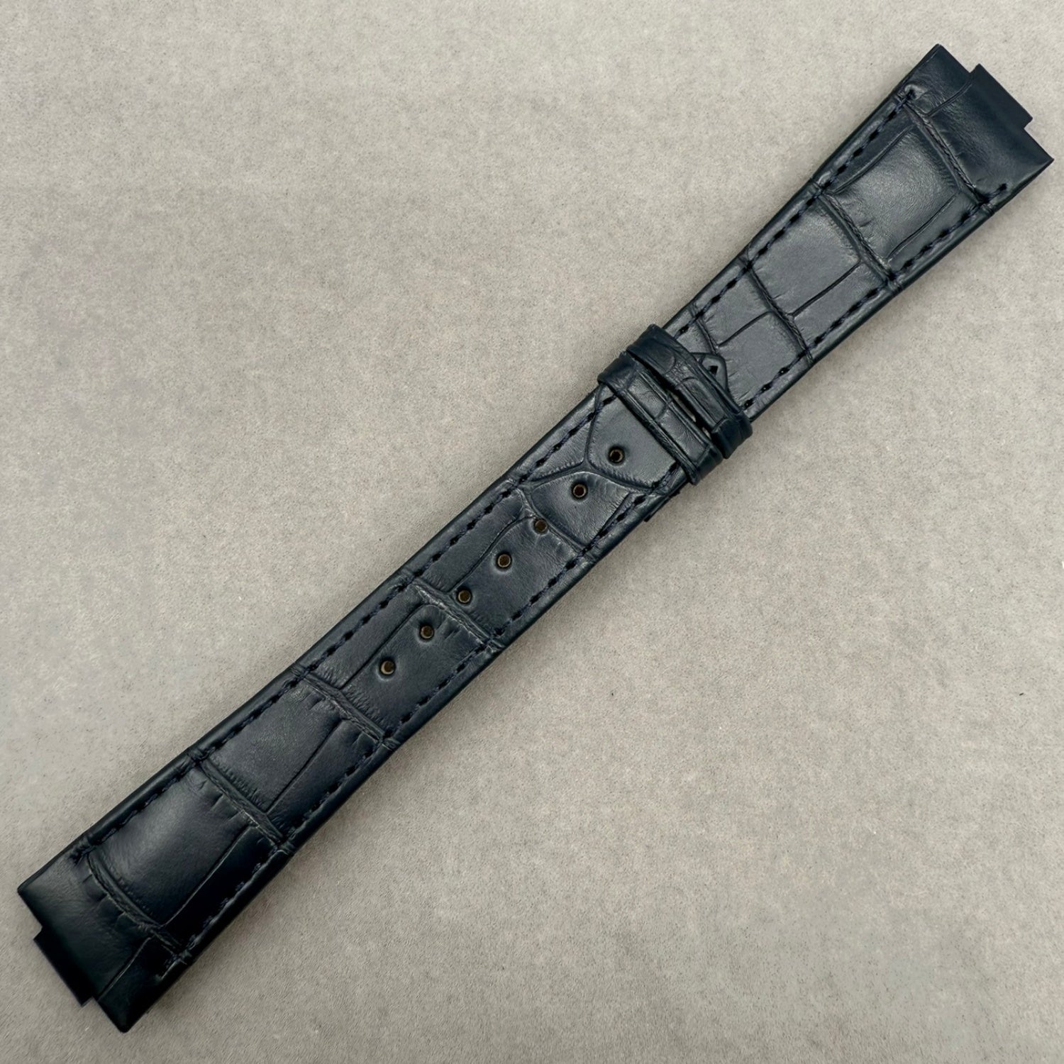 Handcrafted Alligator Leather Watch Strap with Bamboo Pattern - For Ulysse Nardin Marine 1183-126 (Blue)