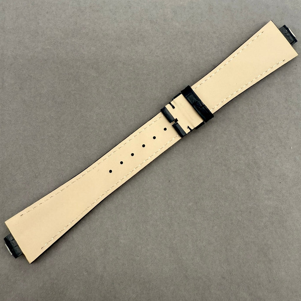 Handcrafted Alligator Leather Watch Strap with Bamboo Pattern - For Ulysse Nardin Marine 1183-126 (Blue)