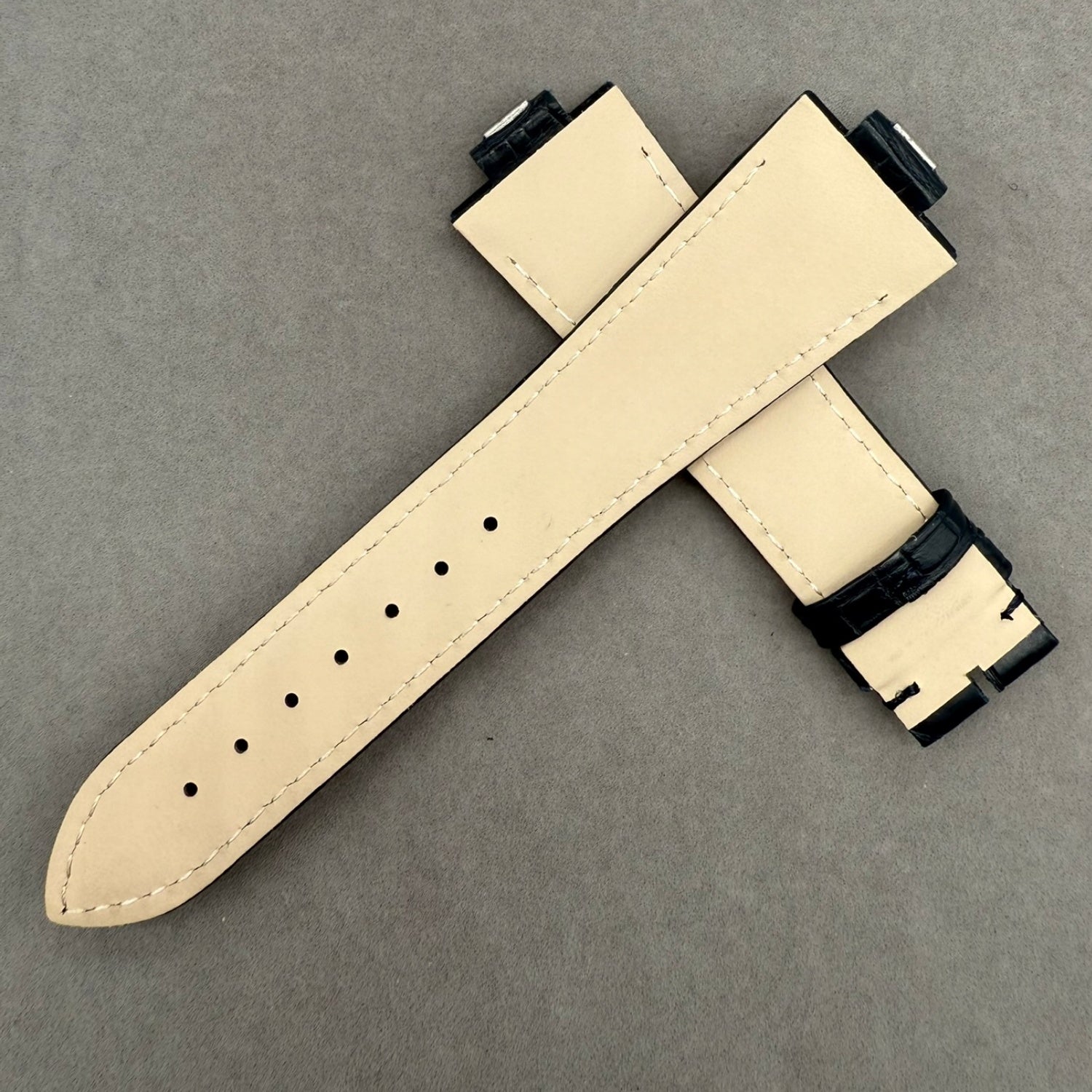 Handcrafted Alligator Leather Watch Strap with Bamboo Pattern - For Ulysse Nardin Marine 1183-126 (Blue)