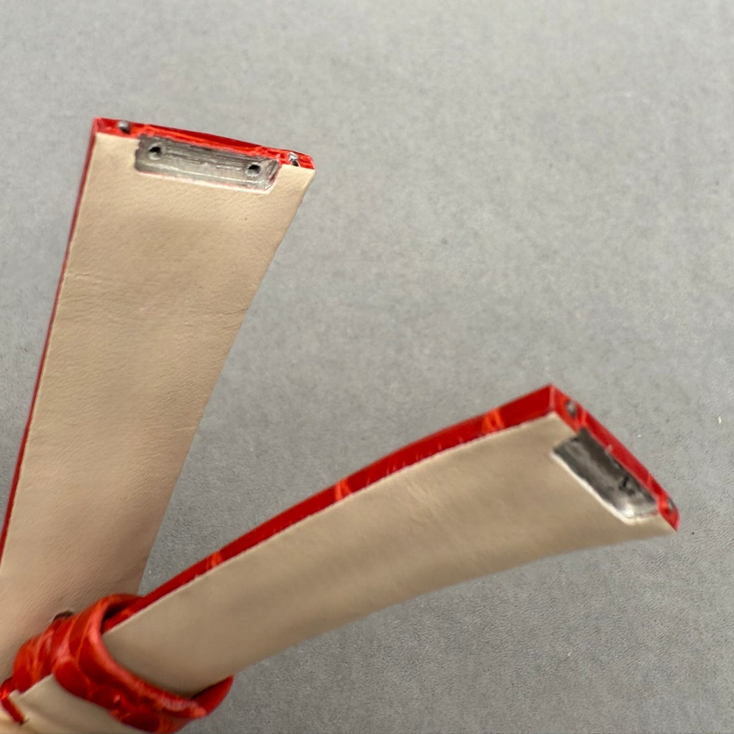 Custom Handcrafted Shiny Red Alligator Leather Watch Strap for Bvlgari LVCEA 103478