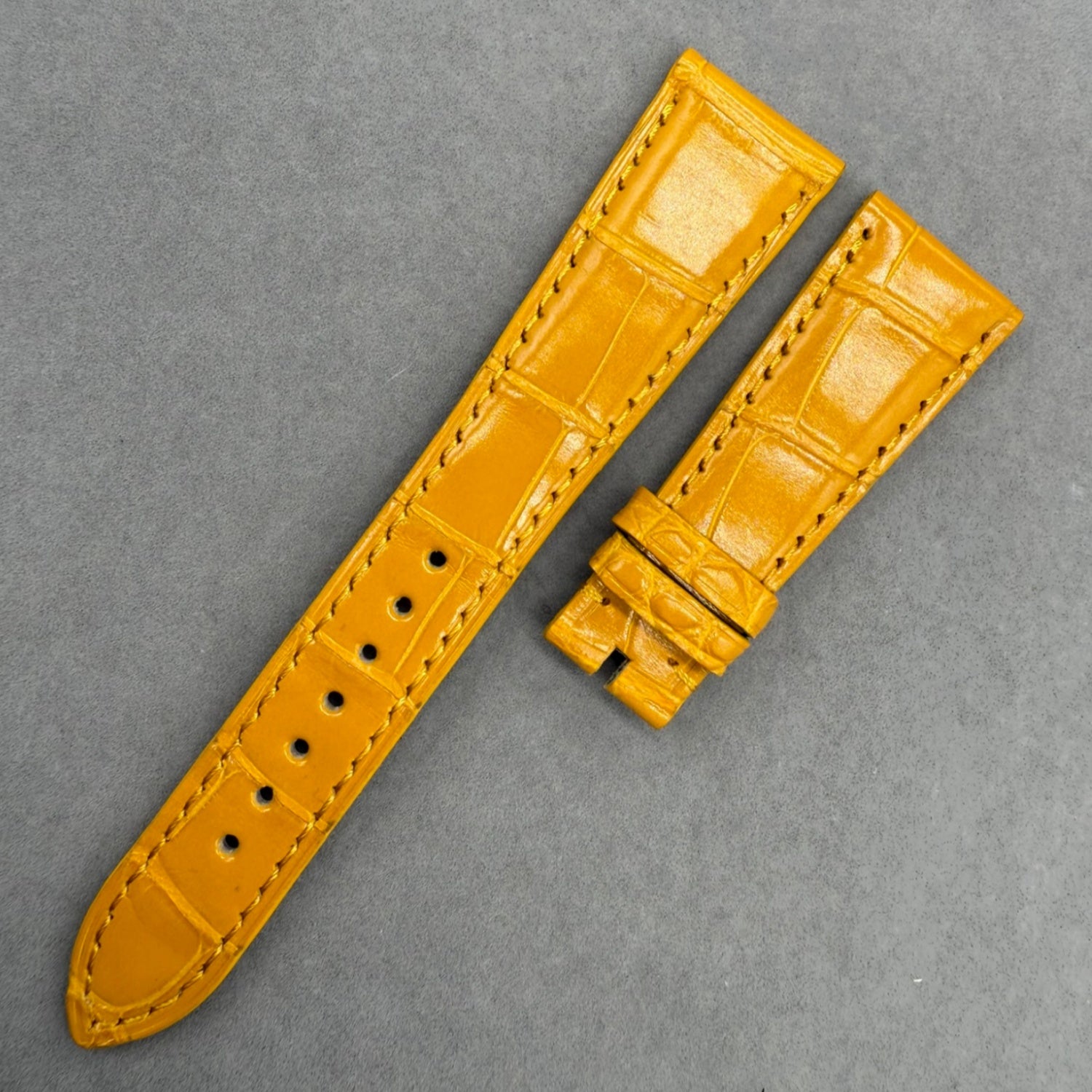 Custom Yellow Alligator Leather Watch Strap for Patek Philippe Complicated Chronograph Series 5326