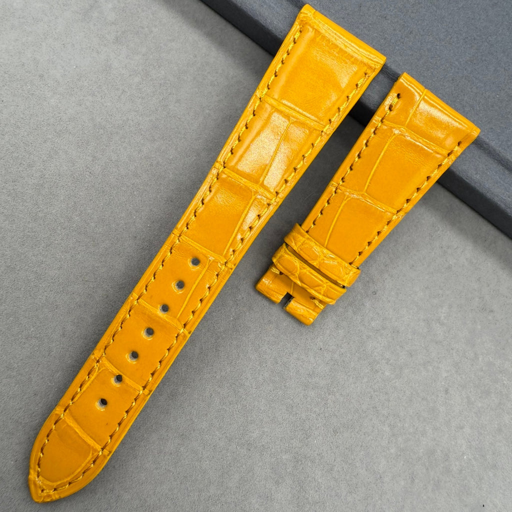 Custom Yellow Alligator Leather Watch Strap for Patek Philippe Complicated Chronograph Series 5326
