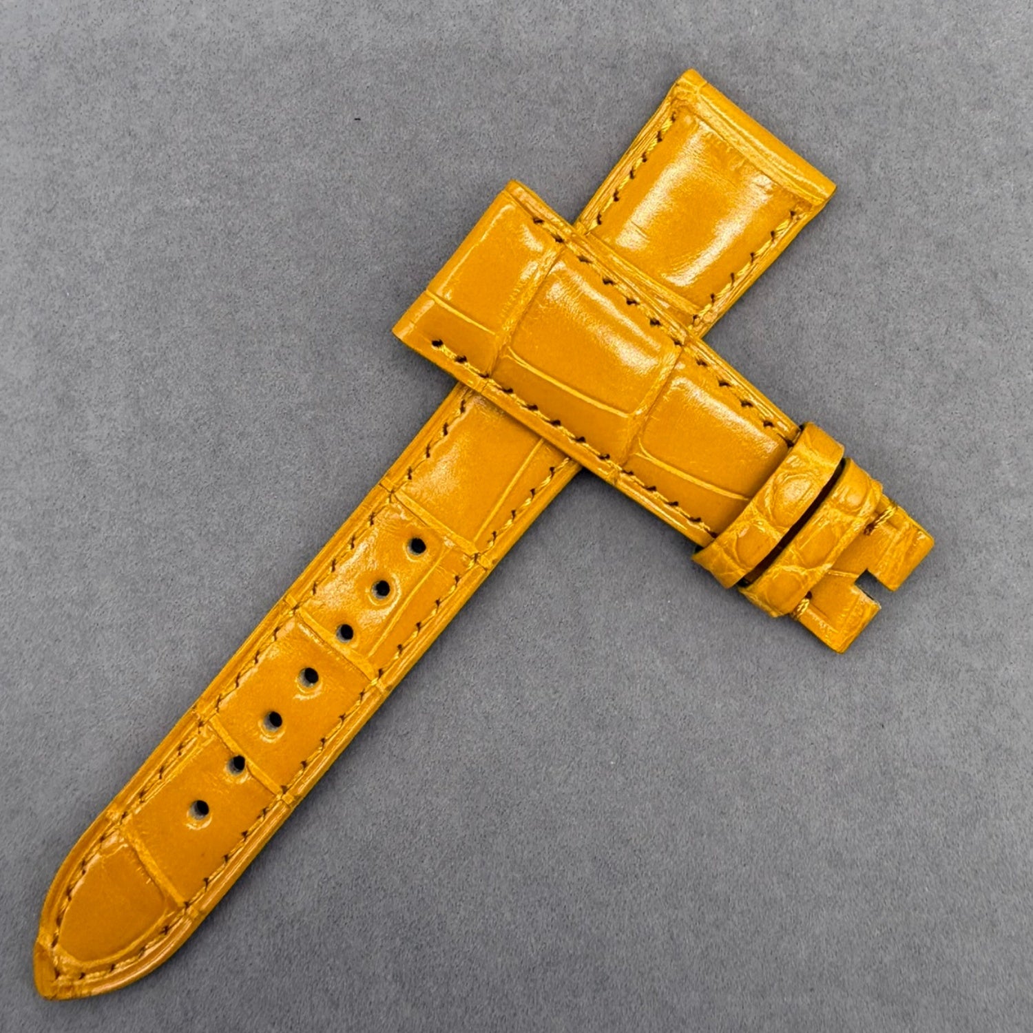 Custom Yellow Alligator Leather Watch Strap for Patek Philippe Complicated Chronograph Series 5326