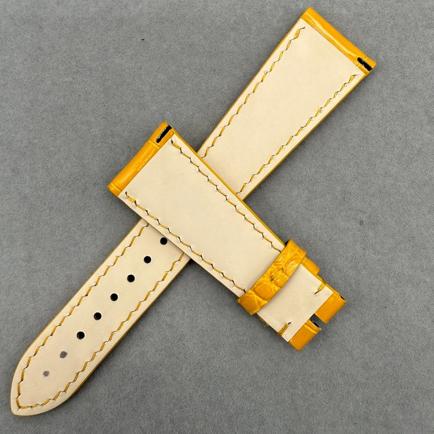 Custom Yellow Alligator Leather Watch Strap for Patek Philippe Complicated Chronograph Series 5326